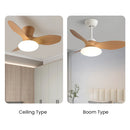 Natural Wood Simple Stylish Ceiling Fan With LED Light