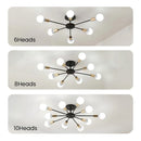 Black Simple Iron Multi-Head Chandelier For Bedroom