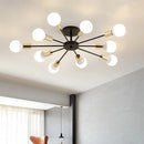 Black Simple Iron Multi-Head Chandelier For Bedroom