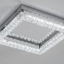 Square Crystal Ceiling Light - Chrome LED Flush Ceiling Lamp for Living Room, Bedroom