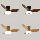 Natural Wood Simple Stylish Ceiling Fan With LED Light
