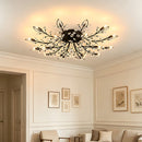 Semi-flush Crystal Flower and Leaves Ceiling lights for Living Room Bedroom