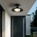 Industrial Ceiling Light Fixture Rustic Black Metal Cage Close To Ceiling Lamp