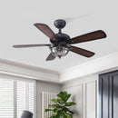 Wood Vintage Design Flush Ceiling Fan With LED Light