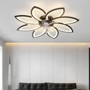 Modern Low Profile Flush Ceiling Fan with Lights, Dimmable, 6-Speed