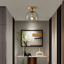 Scandinavian Round Copper Glass Ceiling Light
