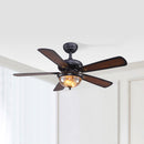 Wood Vintage Design Flush Ceiling Fan With LED Light