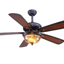 Wood Vintage Design Flush Ceiling Fan With LED Light