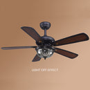 Wood Vintage Design Flush Ceiling Fan With LED Light