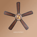 Wood Vintage Design Flush Ceiling Fan With LED Light