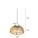 Outdoor Solar Dome Rattan Pendent Lights for Patio Garden Porch