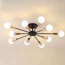 Black Simple Iron Multi-Head Chandelier For Bedroom