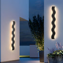 Modern Wave LED Outdoor Wall Lamp Waterproof exterior wall lights in Black for Garden Courtyard