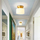 Minimalist Brass White Semi-Flush Ceiling Light