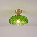 Minimalist Green Glass Semi-Flush Ceiling Light
