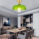 Minimalist Green Glass Semi-Flush Ceiling Light