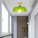Minimalist Green Glass Semi-Flush Ceiling Light