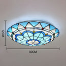 Vintage Stained Glass Flush Mount Ceiling Fixture