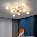 Spherical Semi-Flush Mount with Crystal-6/8/10/12 Lights Gold Ceiling Light