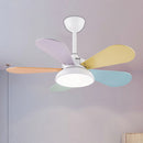 Macaron Colorful Round Ceiling Fan With LED Light For Children's Room