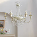 Vintage White Metal & Glass Luxury Chandelier Light