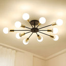 Black Simple Iron Multi-Head Chandelier For Bedroom