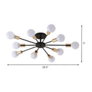 Black Simple Iron Multi-Head Chandelier For Bedroom