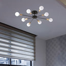 Black Simple Iron Multi-Head Chandelier For Bedroom