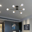 Black Simple Iron Multi-Head Chandelier For Bedroom