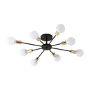 Black Simple Iron Multi-Head Chandelier For Bedroom
