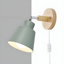 Simple Macaron Style Wood Bedroom Wall Light