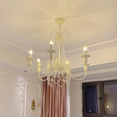 Vintage White Metal & Glass Luxury Chandelier Light