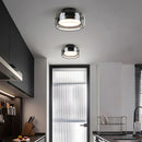 Vintage Retro Glass Flush LED Ceiling Light in Black, D20cm