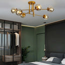 Modern Sputnik Glass Globe Semi Flush Ceiling Light for Living Room