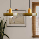 2 Heads Modern Bauhaus Stained Glass Pendant Lamp