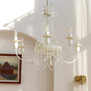 Vintage White Metal & Glass Luxury Chandelier Light