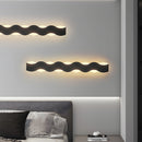 Modern Wave LED Outdoor Wall Lamp Waterproof exterior wall lights in Black for Garden Courtyard