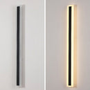 Set of 2 Modern IP65 Slim Black LED Outdoor Strip Wall Light