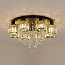 Crystal Modern Ceiling Light with Cylinder Crystal Shade for Living Room