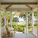 Outdoor Solar Dome Rattan Pendent Lights for Patio Garden Porch
