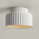 1-Light Cream Style Vintage Drum Semi Flush Mount Ceiling Lamp