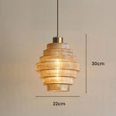 Antique Stripped Glass Brass Pendant Light