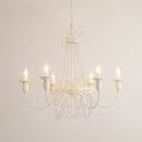 Vintage White Metal & Glass Luxury Chandelier Light