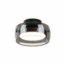 Vintage Retro Glass Flush LED Ceiling Light in Black, D20cm