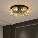 Crystal Modern Ceiling Light with Cylinder Crystal Shade for Living Room