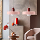 2 Heads Modern Bauhaus Stained Glass Pendant Lamp
