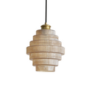 Antique Stripped Glass Brass Pendant Light