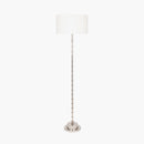 Almas Silver Metal Floor Lamp Base with Henry 45cm White Handloom Cylinder Lampshade
