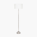 Almas Silver Metal Floor Lamp Base with Henry 45cm White Handloom Cylinder Lampshade