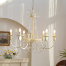 Vintage White Metal & Glass Luxury Chandelier Light